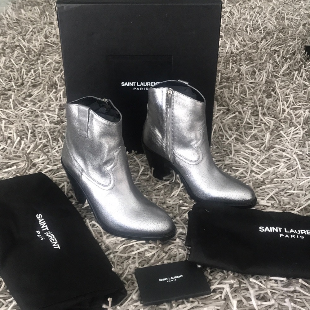 NIB Saint Laurent Gunmetal gray Curtis Boots